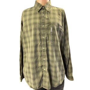 Columbia Men's Green Plaid Long Sleeve Button Up Shirt Size L SKU 3780